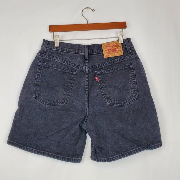 Vintage Levi's 550 Relaxed Fit Washed Black Denim Shorts Red Tab Made in USA - Picture 7 of 9